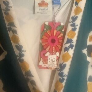 FARM Rio Teal Midi Dress with Yellow and Navy Floral print